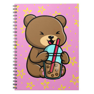 Kawaii Bear with Boba Tea Notebook