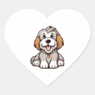 Kawaii Bearded Collie Puppy   Heart Sticker
