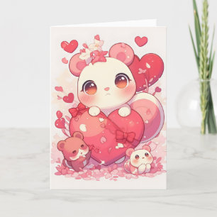 Kawaii Bears Heart Love Holiday Card