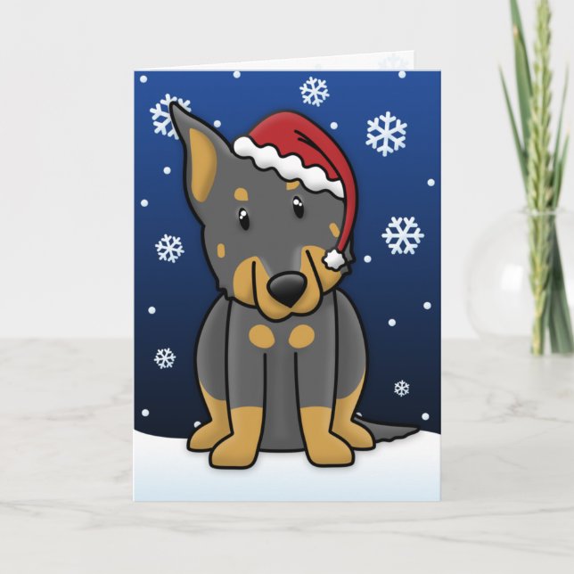 Kawaii Beauceron Christmas Card (Front)
