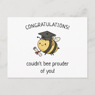 Kawaii Bee Pun New Grad Graduation Punny Greeting Postcard