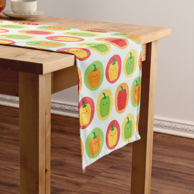Kawaii Bell Peppers Short Table Runner (In Situ)