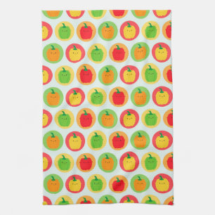 Kawaii Bell Peppers Tea Towel