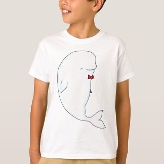 kawaii beluga whale with red bowtie T-Shirt