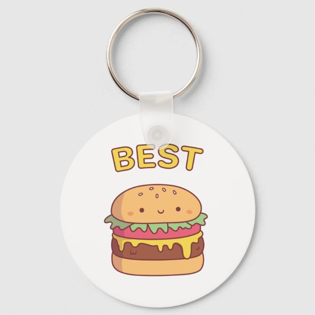 Kawaii Best Burger Doodle Matching Best Friend Key Ring (Front)