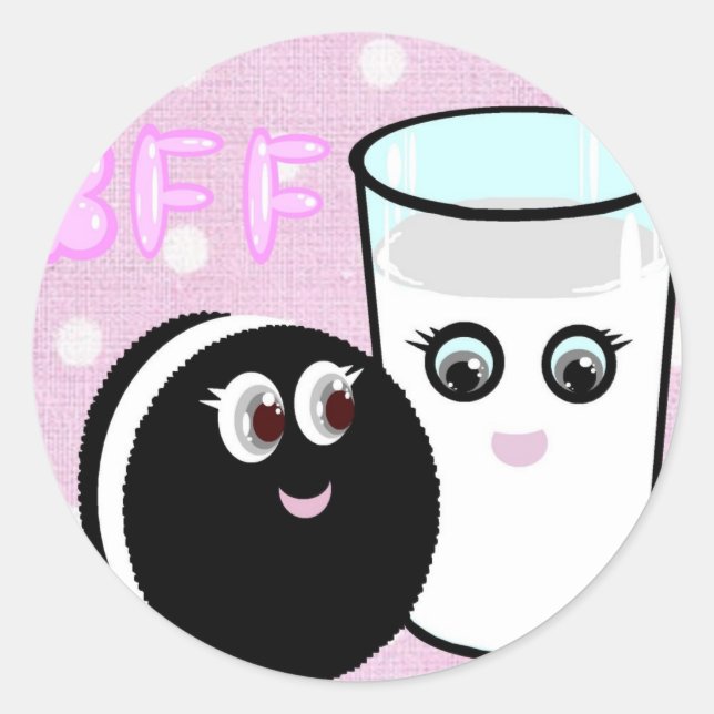 Kawaii best friends forever milk and cookie BFF Classic Round Sticker (Front)