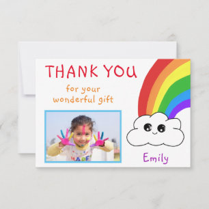 Kawaii Birthday Thank you Photo Card for Kids