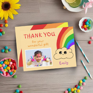 Kawaii Birthday Thank you Photo Card for Kids