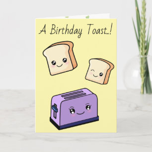 Kawaii Birthday Toast Cute Love Hearts Food Themed Card