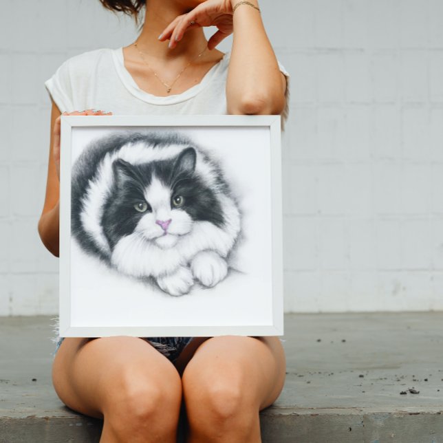 kawaii black and white cat poster (Creator Uploaded)