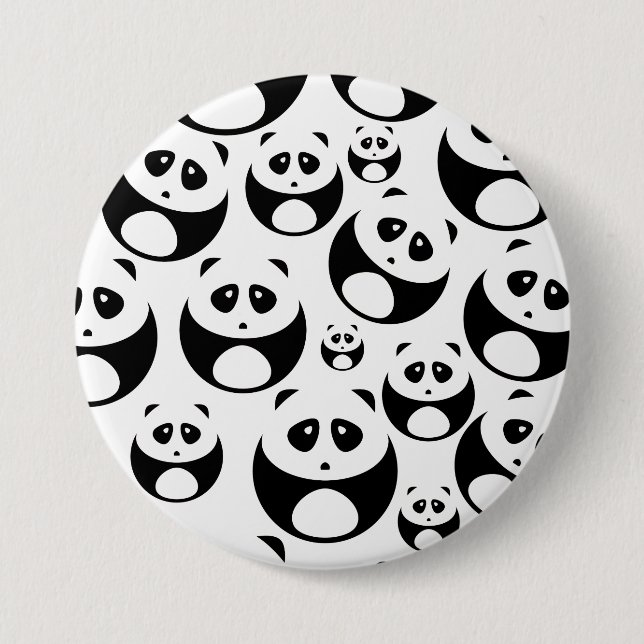 Kawaii Black and White Panda Pattern 7.5 Cm Round Badge (Front)