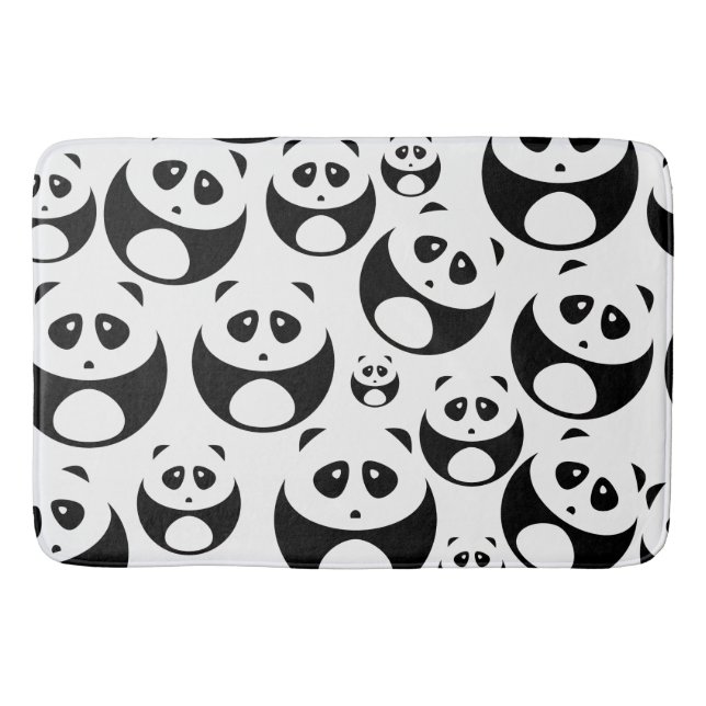 Kawaii Black and White Panda Pattern Bath Mat (Front)