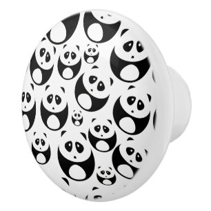 Kawaii Black and White Panda Pattern Ceramic Knob