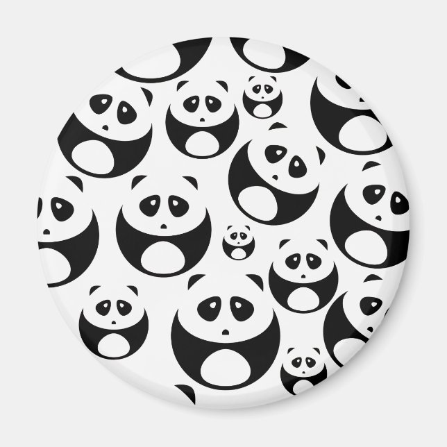 Kawaii Black and White Panda Pattern Magnet (Front)