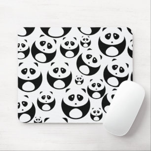 Kawaii Black and White Panda Pattern Mouse Mat