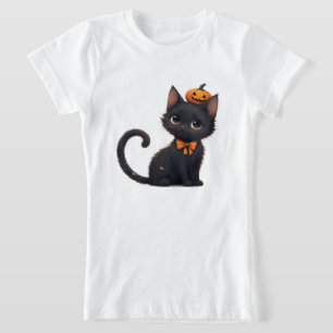 Kawaii Black Cat Halloween 🎃 T-Shirt