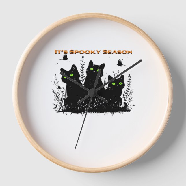 Kawaii Black Cat in Pumpkin  Cute Felt Halloween D Clock (Front)