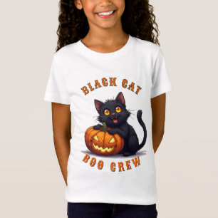 Kawaii Black Cat Sitting On Pumpkin Halloween 🎃 T-Shirt