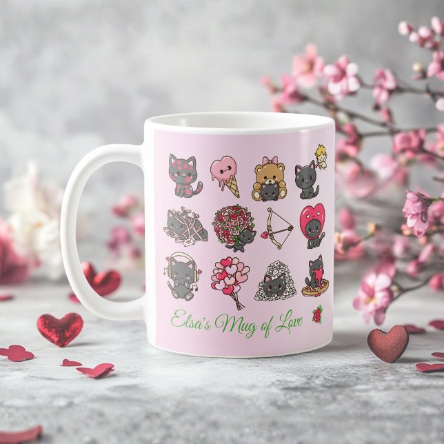 Kawaii Black Cat Valentine Mug – Purrfect Love (Kawaii Black Cat Valentine Mug – Purrfect Love)