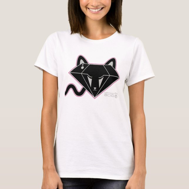 Kawaii Black Diamond Kitty Cat T-Shirt (Front)