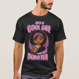 Kawaii Black Girl Anime Boba Tea  T-Shirt