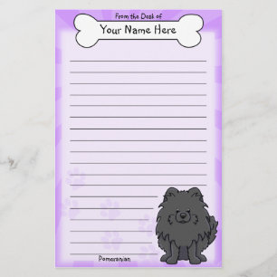 Kawaii Black Pomeranian Stationery