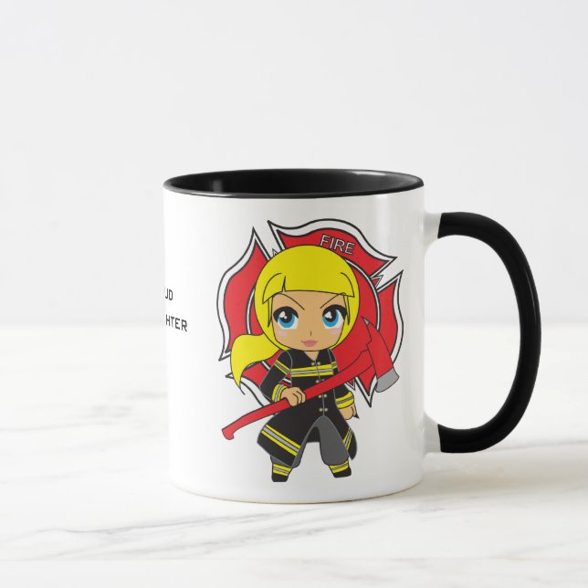 Kawaii Blonde Firefighter Girl Mug (Right)