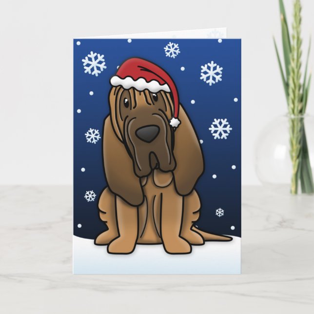 Kawaii Bloodhound Christmas Card (Front)