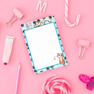 Kawaii Blue colour with paws cute kittens 4" x 6" Post-it Notes