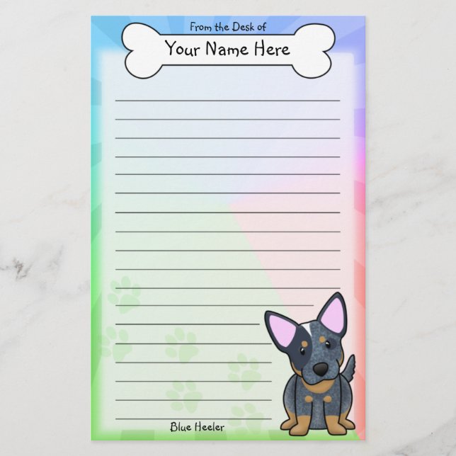 Kawaii Blue Heeler Stationery (Front)