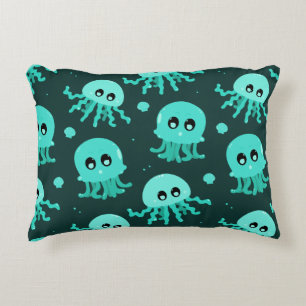 Kawaii Blue Jellyfish Pattern Decorative Cushion