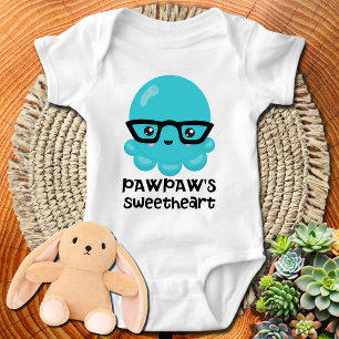 Kawaii Blue Octopus Pawpaw's Sweetheart Baby Bodysuit