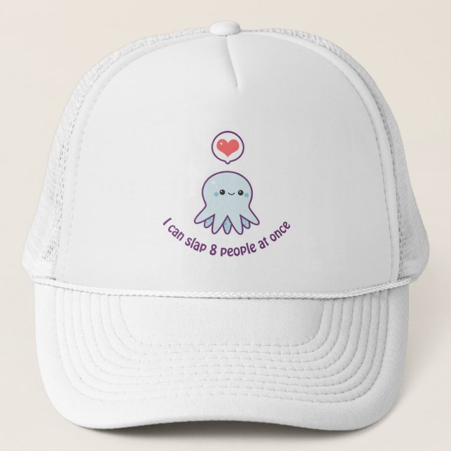 Kawaii Blue Octopus Trucker Hat (Front)