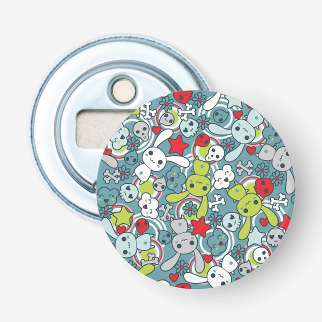 kawaii blue pattern bottle opener (Front)