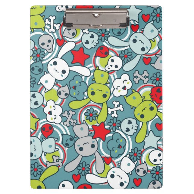 kawaii blue pattern clipboard (Front)