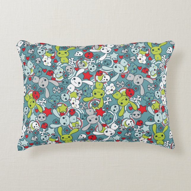 kawaii blue pattern decorative cushion (Front)