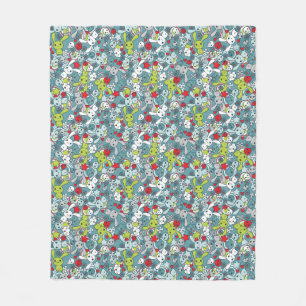 kawaii blue pattern fleece blanket
