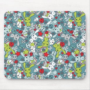 kawaii blue pattern mouse mat