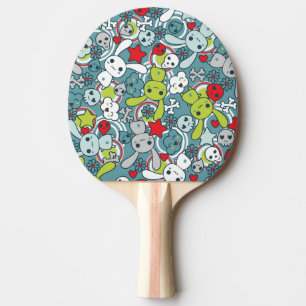 kawaii blue pattern ping pong paddle