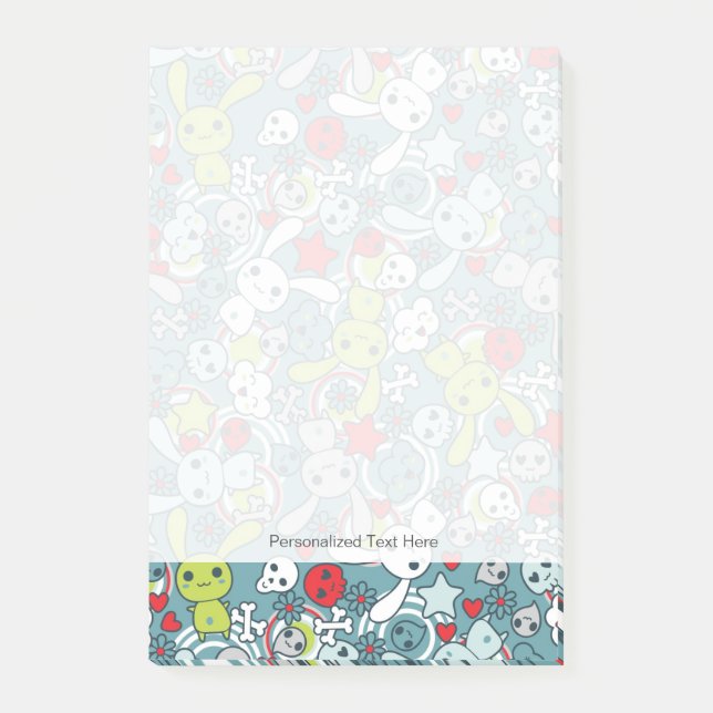 kawaii blue pattern post-it notes (Front)