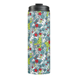 kawaii blue pattern thermal tumbler