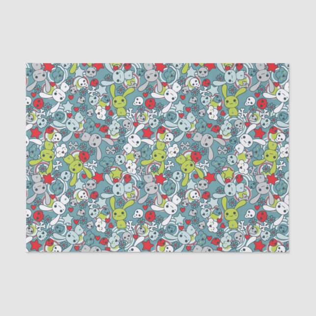 kawaii blue pattern tissue paper (Front)