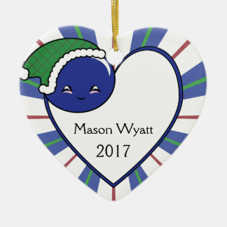 Kawaii Blueberry Basket (Boy) Christmas 2017 Ceramic Tree Decoration