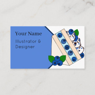 Kawaii Blueberry Cat Fruit Sandwich - Japanese San Business Card