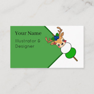 Kawaii Blueberry Deer Dango - Japanese Skewer Frui Business Card
