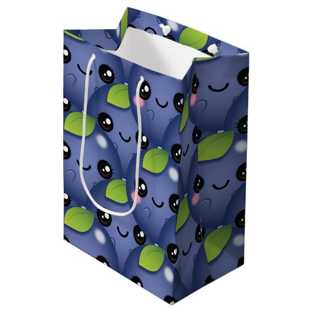 Kawaii Blueberry Medium Gift Bag (Front Angled)