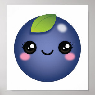 Kawaii Blueberry Poster