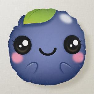 Kawaii Blueberry Round Cushion