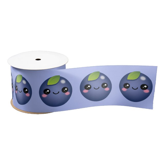 Kawaii Blueberry Satin Ribbon (Spool)