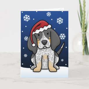 Kawaii Bluetick Coonhound Christmas Card